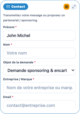 Capture du widget Contact