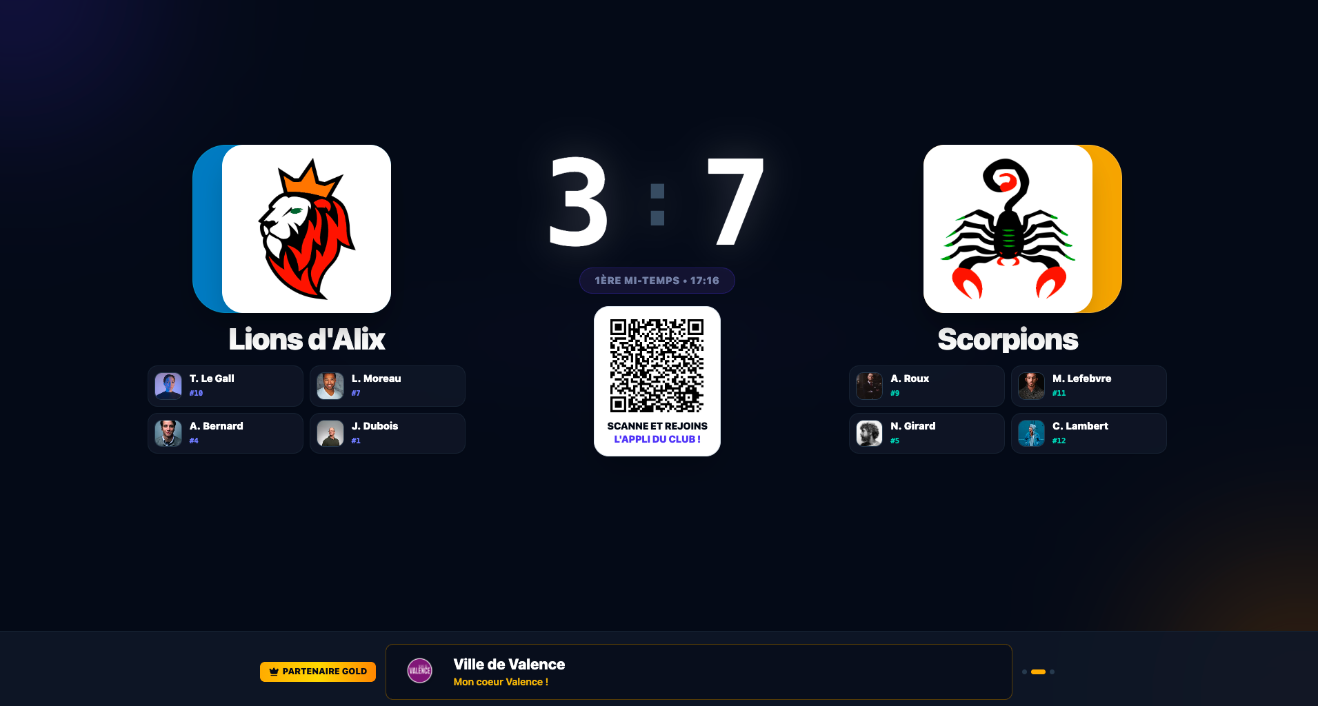 Exemple écran score stade