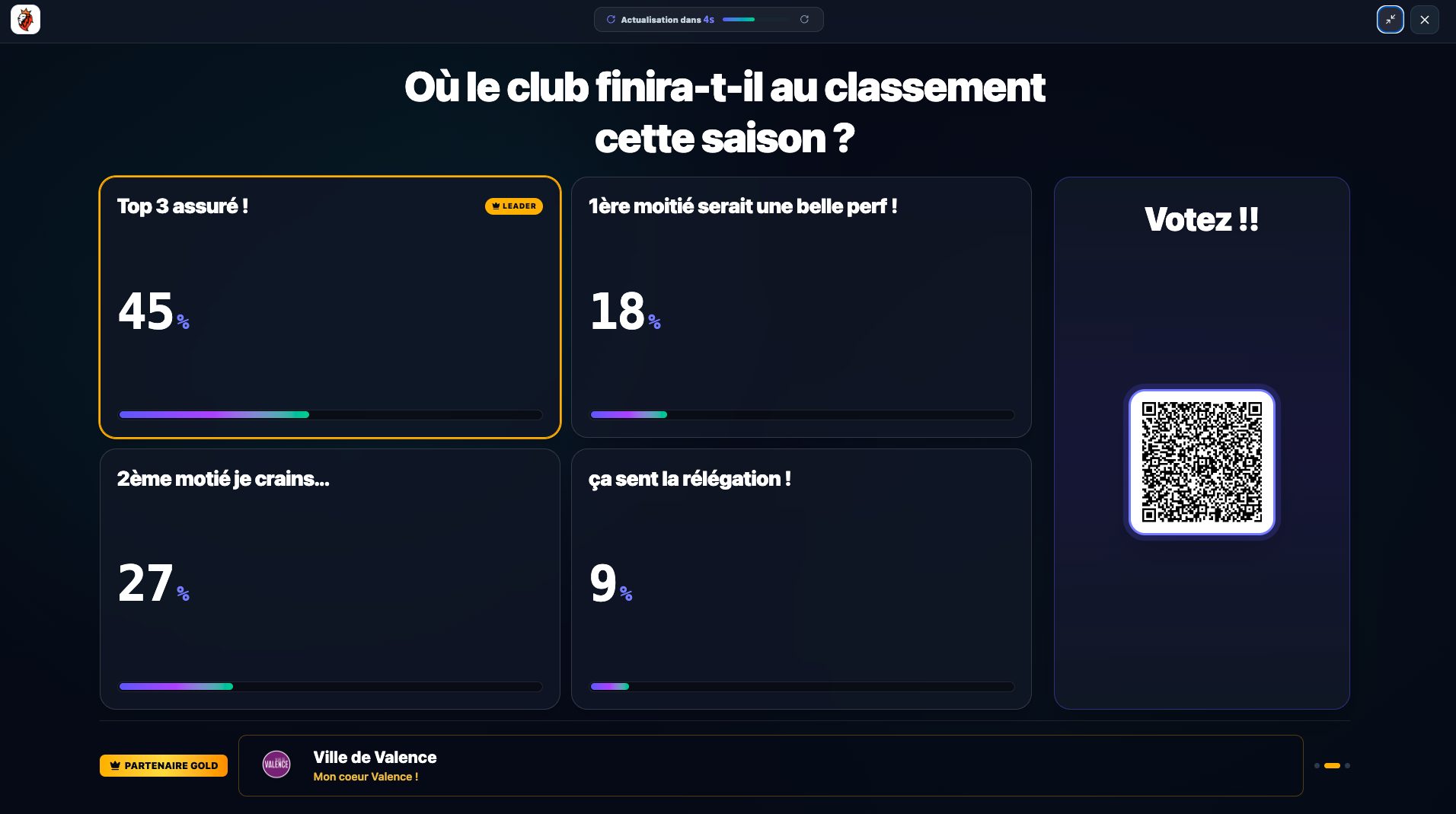 Exemple Ecran pronostics stade avec TriceraClub